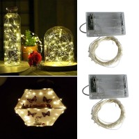 Bxroiu 2 X 50Leds Fairy Lights Battery Operated Silver Wire 2 Mode Chains String Lights For Bedroom Christmas Party Decoration