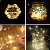 Bxroiu 2 X 50Leds Fairy Lights Battery Operated Silver Wire 2 Mode Chains String Lights For Bedroom Christmas Party Decoration