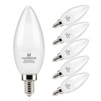 Hansang Candelabra Led Bulbs,60 Watt Equivalent,600Lm Warm White 2700K,Type B Light Bulb,E12 Small Base,Decorative Chandelier Bulb,Ceiling Fan Bulbs,Non-Dimmable,Pack Of 6