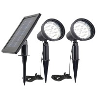 Sunlong Solar Powered Spot Lights Outdoor Waterproof 2 In 1 Bright Solar Spotlights Power Adjustable For Flag Yard Flagpole Landscape Dusk To Dawn Warm White