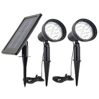 Solar Powered Spot Lights Outdoor Waterproof 2 In 1 Bright Solar Spotlights Power Adjustable For Flag Yard Flagpole Landscape Dusk To Dawn White