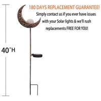 Homeimpro Moon Solar Garden Lights Outdoor Stakes, Waterproof Crackle Glass Metal Decorative Lights For Lawn, Patio Accessories, Yard Decor, Christmas Gift (Bronze)