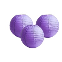 Pack Of 3 Round Paper Lanterns Lamp Wedding Birthday Party Decoration (Purple, 1025Cm)