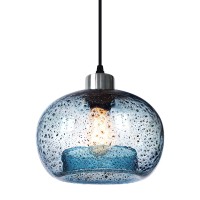 Casamotion Pendant Lights Kitchen Island Hand Blown Glass Lighting Marble Blue Modern Farmhouse Foyer Entryway Light Fixtures Ceiling Hanging Globe Over Table Sink Brushed Nickel 9 Inch Diam