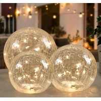 Crackle Globe Led Lamp Battery Operated Lighted Glass Orb For Festival Christmas Decoration Gold Mercury Glass Ball Light For