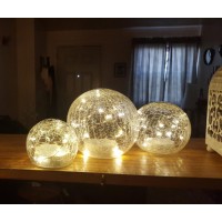 Crackle Globe Led Lamp Battery Operated Lighted Glass Orb For Festival Christmas Decoration Gold Mercury Glass Ball Light For