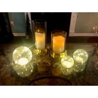 Crackle Globe Led Lamp Battery Operated Lighted Glass Orb For Festival Christmas Decoration Gold Mercury Glass Ball Light For