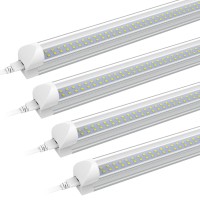 Shopled 8Ft Led Shop Lights Fixture - 72W 9360Lm 6000K Cool White, Flat Dual Row T8 Led Tube Lights, 8 Foot Led Shop Lights For Garage, Warehouse, 4 Pack