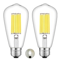 Crlight Led Edison Bulb 4000K Daylight White 12W Dimmable, 120W Equivalent 1200 Lm, E26 Antique St64 Clear Glass High Brightness Led Bulbs, Smooth Dimming, 2 Pack