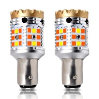 Lasfit 1157 Switchback Led Bulb 2057 7528 Dual Color Built In Resistor Canbus Ready Anti Hyper Flash Led Amber Turn Signal Light Blinker Bulbs White Daytime Running Parking Light (2 Pack)