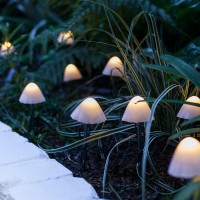 Lights4Fun, Inc Set Of 12 Solar Powered Mini Mushroom Toadstool Led Outdoor Waterproof Garden Pathway Landscape Lights