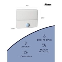 Westek Senti Led Motion Sensor Night Light - Indoor Plug-In Dusk/Dawn Automatic Night Light - Illuminate Dark Areas Of Your Home, Warm Glow, Energy Efficient, Ultra-Slim, Cool-Touch - 2 Lumens