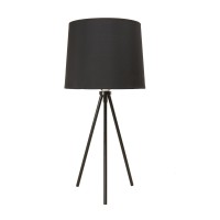 Newhouse Lighting Nhdk-Al-Bk Alexandria Tripod Table, Contemporary Drum Shade Lamp For Bedroom Or Office, Black