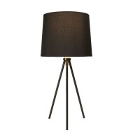 Newhouse Lighting Nhdk-Al-Bk Alexandria Tripod Table, Contemporary Drum Shade Lamp For Bedroom Or Office, Black