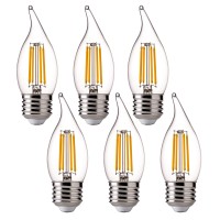 Flsnt Led 60 Watts Equivalent Chandelier Light Bulbs, Ca11 Dimmable Filament Clear Led Candelabra Bulbs, E26 Medium Base, 2700K Soft White, 6 Pack