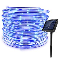 Ruichen Solar Rope Lights Outdoor String Lights, 16.5 Ft 50 Led Tube Light Waterproof Copper Wire Fairy Lights For Garden Fence Yard Christmas Wedding Party (Blue)