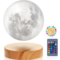 Vgazer Levitating Moon Lamp,Floating Moon Lamp,Floating And Spinning In Air Freely With 3D Printing 6 Inch Moon Lamp Has 16 Colors 20 Modes For Unique Christmas Gifts,Room Decor,Office Toys