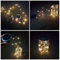 Solar Mason Jar Lights, 4 Pack 30 Leds Waterproof Fairy Firefly String Lights Build-In Glass Mason Jar, Best Patio Garden Decor Solar Hanging Lanterns Outdoor Warm White (4 Pack-Mason Jars Included)