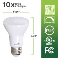 Bioluz Led 10 Pack 90 Cri R20 Br20 Led Bulb 2700K Bright Warm White 6W = 50 Watt Replacement 540 Lumen Indoor/Outdoor Ul Listed Cec Title 20 Compliant (Pack Of 10)