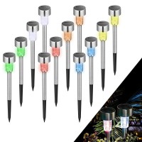 Solpex Solar Garden Lights Outdoor, 6 Color 12 Pack Stainless Steel Led Pathway Lights,Halloween/Christmas Solar Decorative Lights,Christmas Decor For Patio, Lawn, Yard,Landscape And Walkway