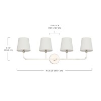 Capital Lighting 119341Pn674 Dawson Decorative White Fabric Staystraight Shades Bath Vanity Wall Mount 4Light 240 Total Watt