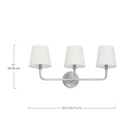 Capital Lighting 119331Bn674 Dawson Decorative White Fabric Staystraight Shades Bath Vanity Wall Mount 3Light 180 Total Watt