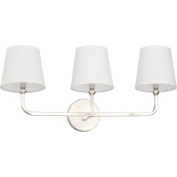 Capital Lighting 119331Pn674 Dawson Decorative White Fabric Staystraight Shades Bath Vanity Wall Mount 3Light 180 Total Watt