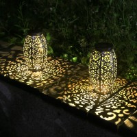 Kaixoxin Solar Lantern Lights For Hanging Or Table Outdoor Solar Light For Patio Courtyard Garden (Silver-1)