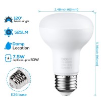 Torchstar 8-Pack Br20 Led Bulbs, Indoor Flood Light R20, Dimmable, 7.5W (50W Eqv), Ul & Energy Star, 5000K Daylight, E26 Medium Base, Recessed Can Lights, Home Ceiling