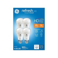 Ge Refresh Led Light Bulbs, 40 Watt Eqv, Daylight, A19 Bulbs, White (4 Pack)