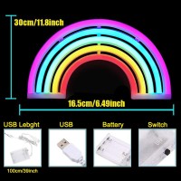 Xiyunte Colorful Rainbow Neon Light Usb Operated Led Wall Decor With Switch Perfect For Bedrooms Parties And Gifts