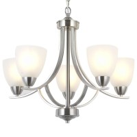 Vinluz 5 Light Contemporary Chandeliers Brushed Nickel Modern Light Fixtures Ceiling Hanging Industrial Pendant Lighting For Foyer Bedroom Dining Room Bathroom