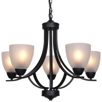 Vinluz 5 Light Shaded Contemporary Chandeliers With Alabaster Glass Black Rustic Light Fixtures Ceiling Hanging Mid Century Mode