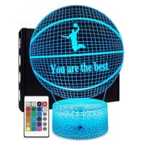 Flyonsea, Basketball Beside 7 Colors Change + Remote Control With Timer Night Light Optical Illusion Lamp As A Gift Ideas For Boys Or Kids, Assorted Acrylic, Multicolor