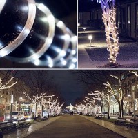 Aluvee Solar Rope String Light 33Ft 100L 8 Modes Waterproof Outdoor Led Copper Wire Lights For Garden Decor Lamp Wedding Party Tree Xmas Halloween Holiday Decoration Lighting (White)