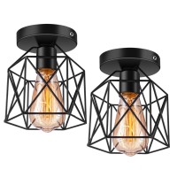 Licperron Hallway Light Fixtures Ceiling Mount, E26 E27 Retro Black Industrial Semi Flush Mount Ceiling Light For Porch Hallway Kitchen Farmhouse Lighting, 2 Pack, Rv Light Fixtures, Ul Approval