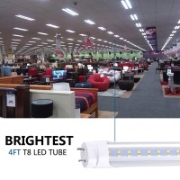 Jomitop 4Ft T8 Led Tube Light Two Rows Led Chips, Ballast Bypass Required, 28W, 80W Replacement Led Bulb Lights, 3360 Lumens, Cold White 6000K, Dual-End Powered Clear Cover Ac 85-265V Pack Of 100