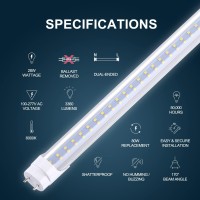 Jomitop 4Ft T8 Led Tube Light Two Rows Led Chips, Ballast Bypass Required, 28W, 80W Replacement Led Bulb Lights, 3360 Lumens, Cold White 6000K, Dual-End Powered Clear Cover Ac 85-265V Pack Of 100