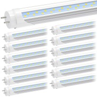 Jesled T8 T12 4Ft Led Type B Tube Light Bulbs, 24W 6000K-6500K, 3000Lm, 48 Inch Led Replacement For Flourescent Tubes, Remove Ballast, Dual-End Powered, Clear, 4 Foot Garage Warehouse Lights(12-Pack)