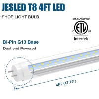 Jesled T8 T12 4Ft Led Type B Tube Light Bulbs, 24W 6000K-6500K, 3000Lm, 48 Inch Led Replacement For Flourescent Tubes, Remove Ballast, Dual-End Powered, Clear, 4 Foot Garage Warehouse Lights(12-Pack)