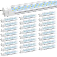 Jesled T8 T10 T12 4Foot Led Type B Tube Light Bulbs, 24W 4Ft Dual-End Led Fluorescent Bulbs (65W Equivalent), 5000K Daylight 3000 Lumens, Clear Cover, Remove Ballast (25-Pack)