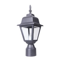 Lit-Path Outdoor Post Lighting Fixture Pole Lantern, E26 Medium Base Max 60W, Aluminum Housing Plus Clear Glass, Bulb Not Included, Matte Black Finish, 1-Pack