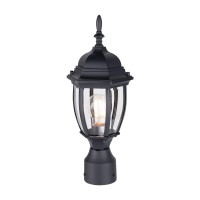 Lit-Path Outdoor Post Light Pole Lantern Lighting Fixture With One E26 Base Max 60W, Aluminum Housing Plus Glass, Matte Black Finish, 1-Pack