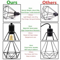 Jose2015 Pendant Lighting Hanging Light Fixture Flush Mount Ceiling Cage Pendant Light With E26 Socket Black For Kitchen Island,Bedroom,Dining Room,Ul Listed(No Bulb)