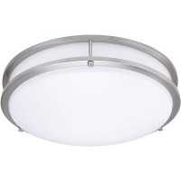 Lunabode Led Dimmable Led Light, Double Ring, Hallway Light Fixtures Ceiling, Bedroom Lights, Closet Lights, Kitchen Lights, 22W (100W Eq), 1800Lm, 4000K, Brushed Nickel, Etl (14