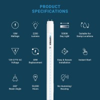 Parmida 20-Pack Led T8 Hybrid Type A+B Light Tube, 4Ft, 18W (40W Replacement), Clear Cover, Single-End Or Dual-End Powered, 5000K (Day Light), 2200Lm, Works With/Without Ballast, Ul