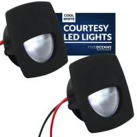 Five Oceans Led Companion Way Light, 2 Pack Marine Courtesy Lights, Square Light For Boat Interior, Deck, Cockpit, Cool White Led, For Pontoon, Fishing Boat, Bass Boat, Yacht, Sailboat, Rvs Fo-2313-M2