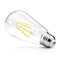 Ascher Vintage Led Edison Bulbs, 6W, Equivalent 60W, High Brightness Daylight White 4000K, St58 Antique Led Filament Bulbs With 80+ Cri, E26 Medium Base, Non Dimmable, Clear Glass, Pack Of 6