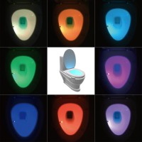 Manswill Motion Activated Toilet Night Light, 8-Color Changing Smart Light Detection Toilet Seat Led Lamp, Bathroom Human Body Auto Sensor Closestool Bowl Waterproof Lighting Tool