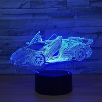 Cool Super Car Acrylic 3D Lamp 7 Color Change Small Night Light Baby Color lights LED USB Desk lamp Atmosphere Night Decor lamp 3D visual creative lamp is an innovative artistic atmosphere lightoptical acrylic light guide plate engraving a variety of 2D g